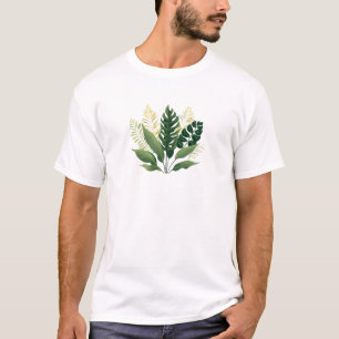 ミニマル緑の葉 Tシャツ