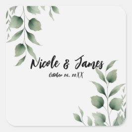 ミニマル緑の離れのモダン白結婚色 スクエアシール