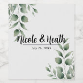 ミニマル緑の離れのモダン白結婚色 ワインラベル (シングルラベル)