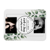 ミニマル緑の離れモダン白日付を保存 マグネット (横)