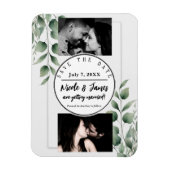 ミニマル緑の離れモダン白日付を保存 マグネット (縦)