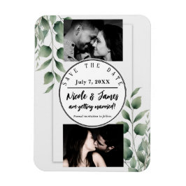 ミニマル緑の離れモダン白日付を保存 マグネット