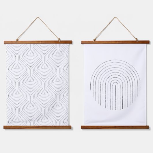 ミニマル線アート 吊り下げ型タペストリー (ダブル)
