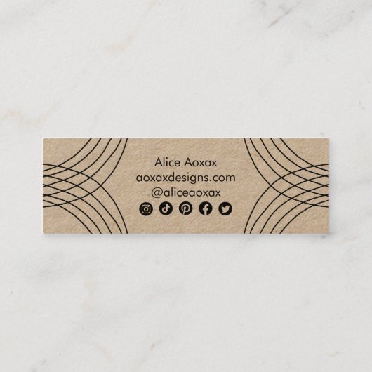 ミニマル線抽象芸術シェイプユニーククラフト スキニー名刺 (裏面)
