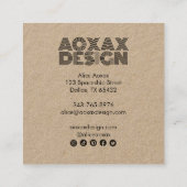 ミニマル線抽象芸術シェイプユニーククラフト スクエア名刺 (裏面)