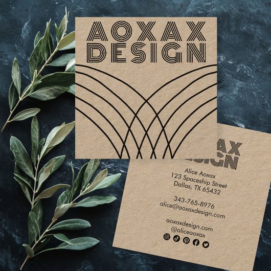 ミニマル線抽象芸術シェイプユニーククラフト スクエア名刺