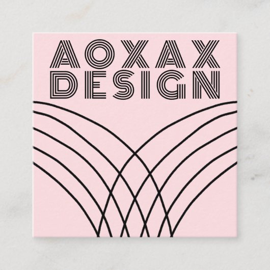ミニマル線抽象芸術シェイプユニークピンク スクエア名刺 (正面)