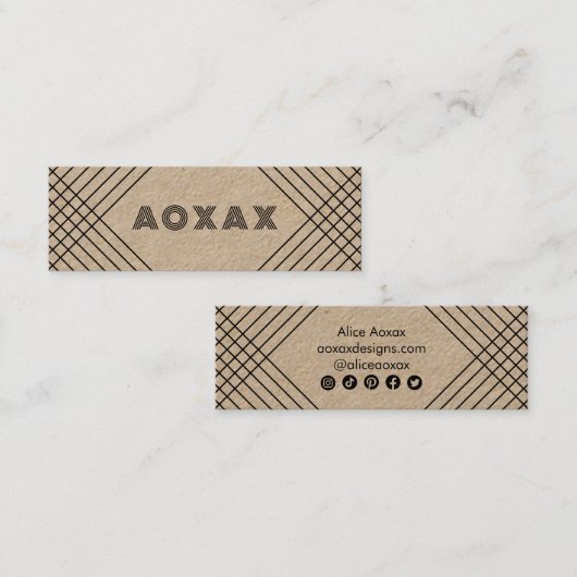 ミニマル線抽象芸術ユニークグラフィックKRAFT スキニー名刺 (正面/裏面)