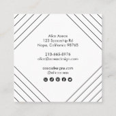 ミニマル線抽象芸術図形グユニークラフ スクエア名刺 (裏面)