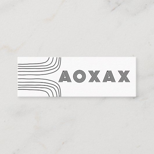 ミニマル線抽象芸術図形ユニークグラフィックBW スキニー名刺 (正面)