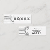 ミニマル線抽象芸術図形ユニークグラフィックBW スキニー名刺 (正面/裏面)