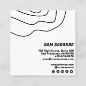 ミニマル線抽象芸術図形ユニークグラフィックBW スクエア名刺 (裏面)