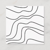 ミニマル線抽象芸術図形ユニークグラフィックBW スクエア名刺 (正面)