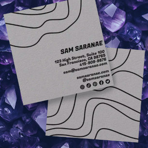 ミニマル線抽象芸術図形ユニークグラフィックBW スクエア名刺