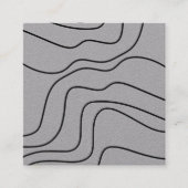 ミニマル線抽象芸術図形ユニークグラフィックBW スクエア名刺 (正面)