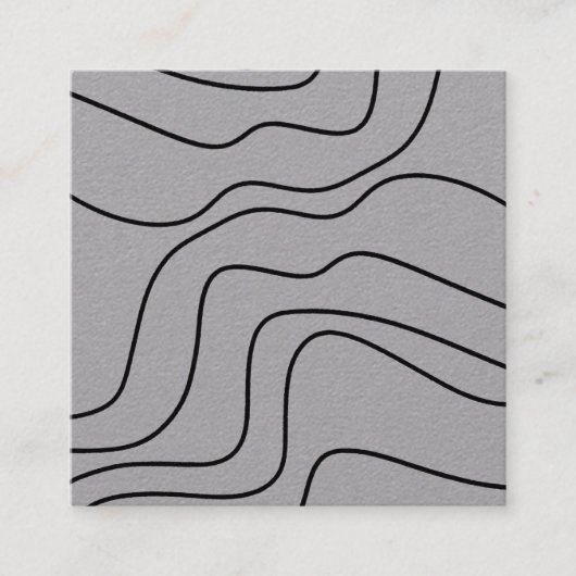 ミニマル線抽象芸術図形ユニークグラフィックBW スクエア名刺 (正面)