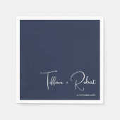ミニマル編集可能カラーネイビーブルー結婚ズ スタンダードカクテルナプキン (正面)