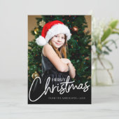 ミニマル編集可能カラーフォトクリスマスカード シーズンカード (スタンド正面)