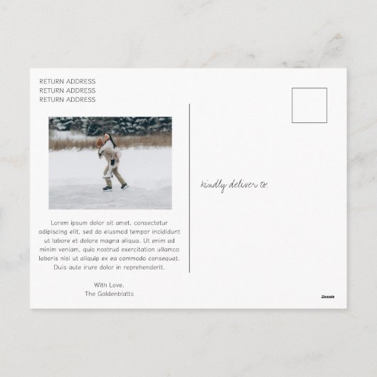 ミニマル縁どス写真クリスマモダンス シーズンポストカード (裏面)