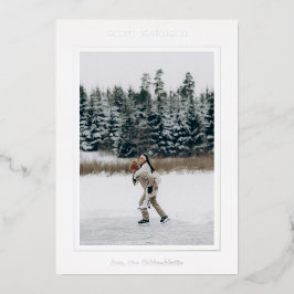 ミニマル縁どス写真クリスマモダンス 箔シーズンカード