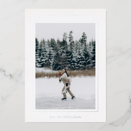 ミニマル縁どス写真クリスマモダンス 箔シーズンカード (正面)