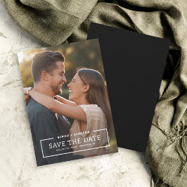 ミニマル縁どス白写真日付カードの保存 セーブザデート