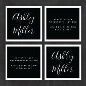 ミニマル縁ど木炭+白 | スクエア名刺