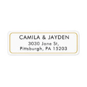 ミニマル縁ど結婚エレガント金ゴールド差出人住所 ラベル (正面)