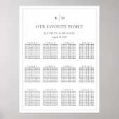 ミニマル縁ど結婚リストの12テーブル座席表 ポスター (正面)