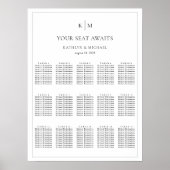 ミニマル縁ど結婚リストの15テーブル座席表 ポスター (正面)