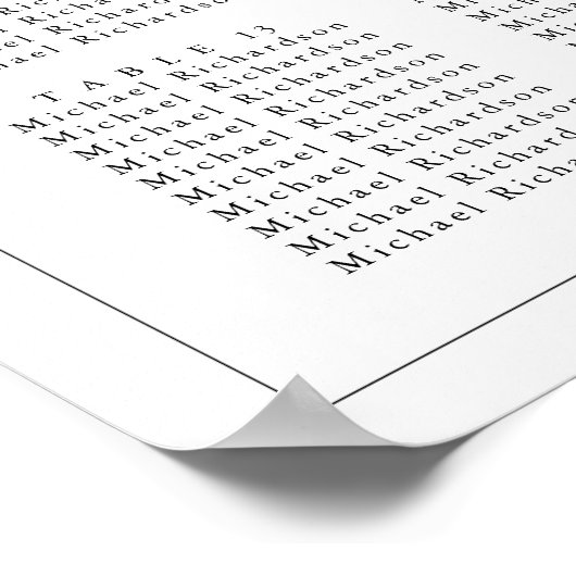 ミニマル縁ど結婚リストの16テーブル座席表 ポスター (角)