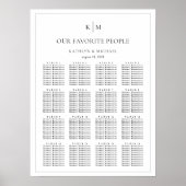 ミニマル縁ど結婚リストの16テーブル座席表 ポスター (正面)