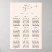 ミニマル繊細なフローラ結婚座席表 ポスター (正面)