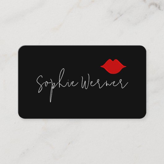 ミニマル署名美しい赤くちびる黒 名刺 (正面)