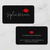 ミニマル署名美しい赤くちびる黒 名刺 (正面/裏面)