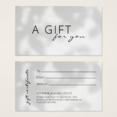 ミニマル美しいサロンスパギフト証明書 (正面&裏面)