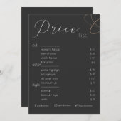 ミニマル美しいサロン白黒価格表 招待状 (正面/裏面)