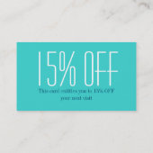 ミニマル美しいメイクアップアーティストヘアサロンティール(緑がかった色) 名刺 (裏面)