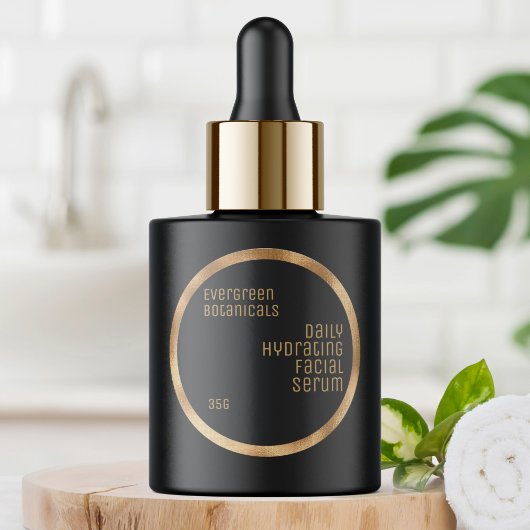 ミニマル美しいラベルブラックと織金ゴールド ラウンドシール