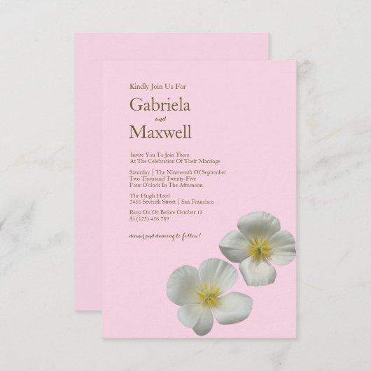 ミニマル美しい自然カリフォルニアポピー結婚ズ 招待状 (正面/裏面)