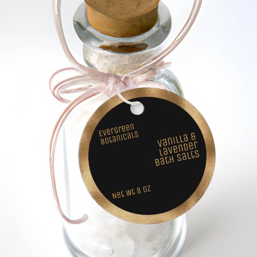 ミニマル美しい製品ラベルブラックと織金ゴールド フェイバータグ