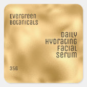 ミニマル美しい製品ラベルブラックオン金ゴールド スクエアシール (正面)