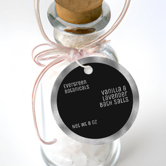 ミニマル美しい製品ラベルブラック&ウィーヴシルバー フェイバータグ