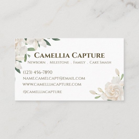 ミニマル美学エレガントフローラホワイトローズ 名刺 (裏面)