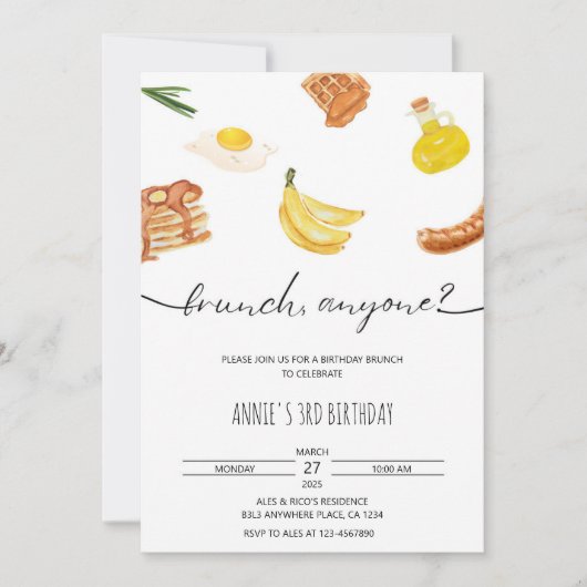 ミニマル美学誕生日ブルンチウォーター色 招待状 (正面)