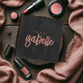 ミニマル美容師ダスティピンクスクリプトブラック スクエア名刺