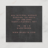 ミニマル美容師ダスティピンクスクリプトブラック スクエア名刺 (裏面)