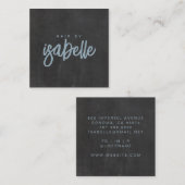 ミニマル美容師ダスティブルースクリプトブラック スクエア名刺 (正面/裏面)