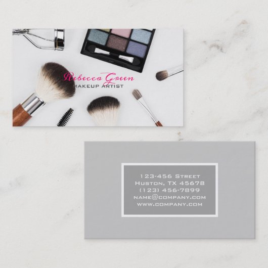ミニマル美容師ブラシスタイリストメイクアップアーティスト 名刺 (正面/裏面)