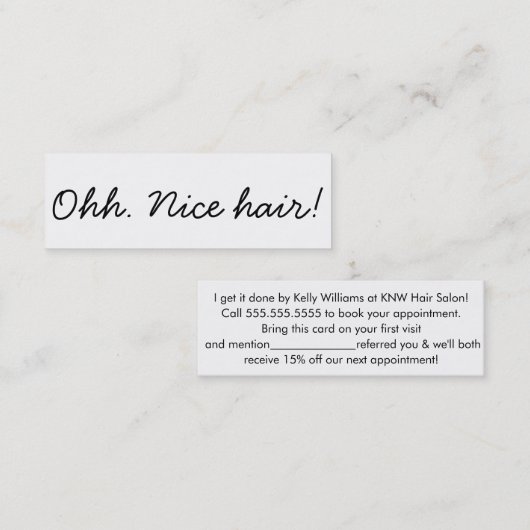 ミニマル美容師ヘアサロン紹介ミニ スキニー名刺 (正面/裏面)